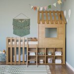 Lit mezzanine 90x200cm avec échelle lit enfant avec toit en forme de maison lit superposé en bois massif ... Lit mezzanine 90x200cm avec échelle lit enfant avec toit en forme de maison lit superposé en bois massif ...