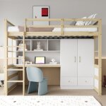 Lit mezzanine 90x200cm lit enfant avec bureau lit simple avec armoire et tiroirs sommier à lattes bois ... Lit mezzanine 90x200cm lit enfant avec bureau lit simple avec armoire et tiroirs sommier à lattes bois ...