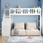 Lit mezzanine 90x200cm lit simple avec escalier de rangement bois massif lit enfant avec garde - corps ... Lit mezzanine 90x200cm lit simple avec escalier de rangement bois massif lit enfant avec garde - corps ...
