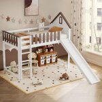 Lit mezzanine 90x200cm avec toit et fenêtre avec échelle droite à trois lit ado lit enfant avec toboggan ... Lit mezzanine 90x200cm avec toit et fenêtre avec échelle droite à trois lit ado lit enfant avec toboggan ...