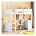 Lit mezzanine en bois 90 x 200 cm lit 1 personne lit enfant avec escalier de scurit table barrire ...