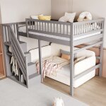 Lit mezzanine lit en bois massif 140 x 200 cm2 / 3 placesavec rangementlit enfant lit adolescentgris Lit mezzanine lit en bois massif 140 x 200 cm2 / 3 placesavec rangementlit enfant lit adolescentgris