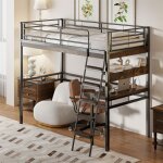 Lit mezzanine avec bureau et escalier lit mezzanine 1 place pour enfant adulte ado 90x200cm tagres ...