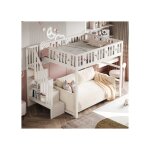 Lit mezzanine enfant 140 x 200cm avec rangementblanc bois - hauss spole