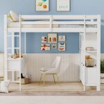 Lit mezzanine enfant 140x200cm lit double avec tiroirs et bureau lit 2 places avec sommier � lattes et ...