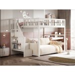 Lit mezzanine enfant 140x200cm avec escalier lit enfant rembourr� en bois massif lit 1 personne avec ...