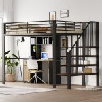 Lit mezzanine enfant 140x200cm lit simple avec escalier de rangement s�curis� lit double avec sommier ...