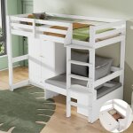 Lit mezzanine enfant 90 x 200cm lit simple en bois avec canap armoire de rangement et sommiers  lattes ...