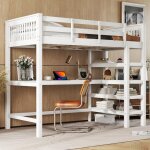 Lit mezzanine enfant 90x200 cm avec barrires de scurit lit 1 personne avec rangement et bureau sous ...