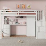 Lit mezzanine enfant 90x200 cm avec bureau et armoire - escalier sécurisé tiroirs et grand espace de ... Lit mezzanine enfant 90x200 cm avec bureau et armoire - escalier sécurisé tiroirs et grand espace de ...