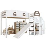 Lit mezzanine enfant 90x200 cm - lits superpos�s avec fen�tre tobogganescalier2 casiers dans lescalier ...