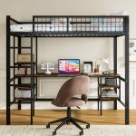 Lit mezzanine enfants 90x200 avec table et �tag�relit sur�lev� adolescents avec �chelle � quatre marchesm�tal ...