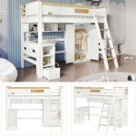 Lit mezzanine enfant 90x200cm avec bureau et armoire lit surlev 1 places avec barrires et escalier ...