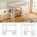 Lit mezzanine enfant 90x200cm - bureau intégré & rangement - garde - corps anti - chute - certifié en747 ... Lit mezzanine enfant 90x200cm - bureau intégré & rangement - garde - corps anti - chute - certifié en747 ...