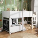 Lit mezzanine enfant 90x200cm lit superpos� en bois avec tableau noir �tag�re �chelle et sommier � lattes ...
