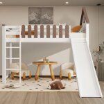 Lit mezzanine enfant 90x200cm lit enfant avec toboggan et sommier  lattes lit pour jeunes avec barrire ...