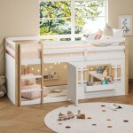Lit mezzanine enfant avec chelle e porte 90 x 200 cm lit superpos avec sommier  lattes lit mi - hauteur ...