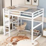 Lit mezzanine enfant en pin 140x200 avec bureau intgr chelle et 4 niches de rangement ? lit surlev ...