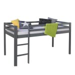 Lit mezzanine enfant - bois - gris - sommier � lattes inclus - multicolore - 1 place