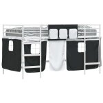 Lit mezzanine pour enfants - vidaxl - blanc et noir - m�tal - 112x205x116 cm - lit simple 90x190 cm - ...