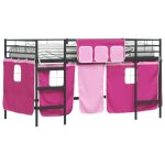 Lit mezzanine pour enfants - vidaxl - noir et rose - m�tal - 112x205x116 cm - lit simple 90x190 cm - ...