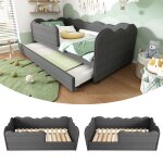 Lit mezzanine 90x190 - canap� de jour + lit gigogne canap� - lit rembourr� design nuage en tissu lin ...