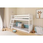 Lit superpos� pour enfant 90x200 cm - sommier � lattes - barri�re de lit - lit enfant en bois massif ...
