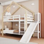 Lit mezzanine maison avec toboggan lit superposé 90 x 200 cm avec protection anti - chute pour enfants ... Lit mezzanine maison avec toboggan lit superposé 90 x 200 cm avec protection anti - chute pour enfants ...