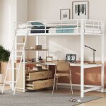 Lit mezzanine métal 90 x 200 cm lit enfant lit simple avec bureau 2 tiroirs de rangement étagères et ... Lit mezzanine métal 90 x 200 cm lit enfant lit simple avec bureau 2 tiroirs de rangement étagères et ...