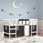Lit mezzanine / lit mi - hauteur pour enfants avec rideaux - solomon - 80x200 cm jills 24810 Lit mezzanine / lit mi - hauteur pour enfants avec rideaux - solomon - 80x200 cm jills 24810