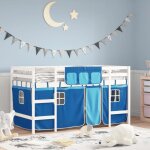 Lit mezzanine / lit mi - hauteur enfants avec rideaux - solomon - bleu 90x190 cm jills 27571 Lit mezzanine / lit mi - hauteur enfants avec rideaux - solomon - bleu 90x190 cm jills 27571