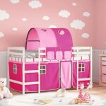 Lit mezzanine / lit mi - hauteur enfants avec tunnel - solomon - rose 80x200 cm jills 40422 Lit mezzanine / lit mi - hauteur enfants avec tunnel - solomon - rose 80x200 cm jills 40422