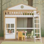 Lit mezzanine - novélys - 90x200cm - design maison avec toit & fenêtres - lit enfant en bois massif - ... Lit mezzanine - novélys - 90x200cm - design maison avec toit & fenêtres - lit enfant en bois massif - ...