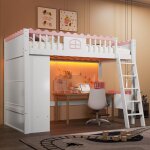 Lit mezzanine lit simple (sans matelas) avec éclairage led avec armoire avec tiroir de rangement - bois ... Lit mezzanine lit simple (sans matelas) avec éclairage led avec armoire avec tiroir de rangement - bois ...