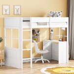 Lit mezzanine superpos en bois lit enfant lit 90x200 cm avec escalier lit simple blanc