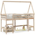 Lit mezzanine - vidaxl - 90x200 cm - bois de pin massif - chelle incluse - toit inclus