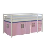 Lit mi - haut - bois - rose - 90x200 cm - sommier et matelas inclus - enfant