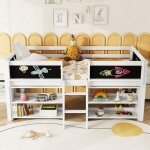 Lit mi - hauteur 90 * 200 lit mezzanine avec tagre et chellelit enfant avec barrire de scuritsommier ...