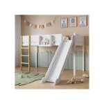 Lit mi - hauteur enfant 90x200 avec toboggan �chelle droite barri�res s�curis�es et �tag�re amovible ...