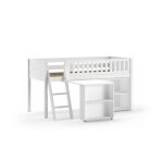 Lit mi - hauteur - scott - bureau et bibliothèque - blanc - bois de pin massif - 1 place Lit mi - hauteur - scott - bureau et bibliothèque - blanc - bois de pin massif - 1 place