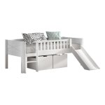 Lit mi - hauteur - scott - �chelle et toboggan - blanc - 2 tiroirs - enfant