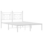 Lit noir sommier � lattes - hello2026 - cadre de lit m�tal - sans matelas - et t�te de lit blanc 140x190 ...