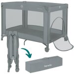 Lit parapluie 2en1 lionelo amelie - parc bb - lger - 100 x 70 cm - roulettes - sac inclus - gris