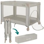 Lit parapluie 2en1 lionelo amelie - parc bb - lger - roulettes - 0 - 36 mois - sac inclus - beige