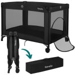 Lit parapluie 2en1lionelo amelie - parc bb - 100 x 70 cm - roulettes - 0 - 36 mois - sac inclus - noir ...