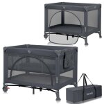 Lit parapluie compact 2en1 lionelo laura - parc bb - matelas haute densit - roulettes - 0 - 36 mois ...