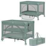 Lit parapluie compact 2en1 lionelo laura - parc bb - matelas haute densit - roulettes - 0 - 36 mois ...