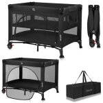 Lit parapluie compact 2en1 lionelo laura - parc bb - matelas haute densit - roulettes - 0 - 36 mois ...