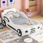 Lit plat 90x200cm lit  sommier  lattes (sans matelas)modle lit voiture lit enfant avec espace de rangement ...