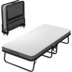 Lit pliant 80 x 190 matelas orthopédique en mémoire structure de lit protection contre la poussière Lit pliant 80 x 190 matelas orthopédique en mémoire structure de lit protection contre la poussière